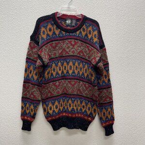 Hang Ten Sweater Men’s Large Geometric Native Cosby Grandpa Colorful Chunky Knit